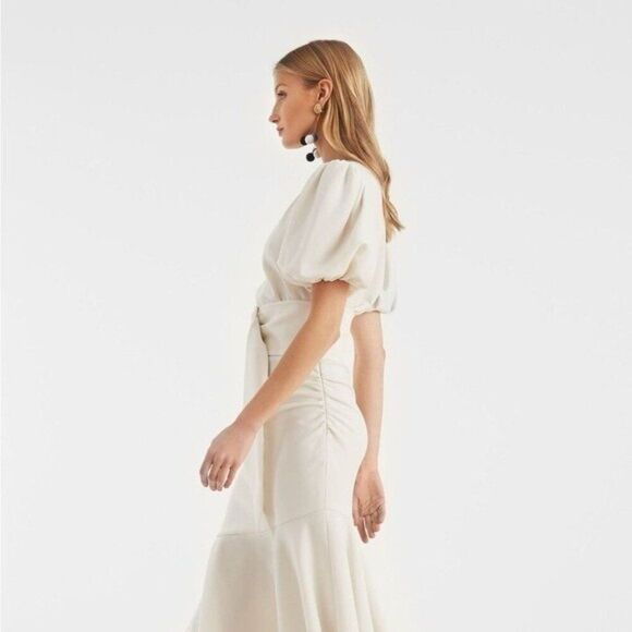 Sachin & Babi Camila Ivory Crepe Ruched Mermaid Maxi Dress NEW $650 Size 10 - Picture 9 of 13